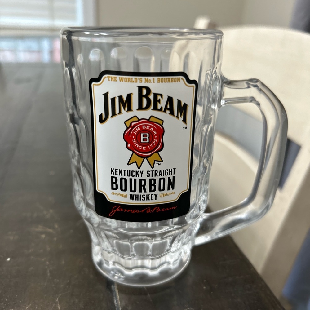 Jim Beam Kentucky Straight Bourbon Whiskey Glass..Stein…Mug. Thick glass.